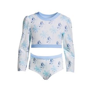 Disney’s Bluey Swimsuit 2pc Set Girl Long Sleeve Rashguard and Bottoms